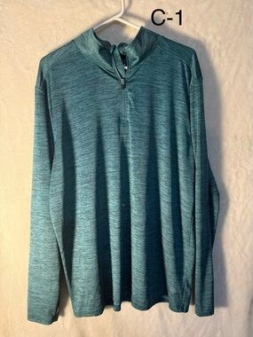 ZELOS Men's Heathered Teal Quarter-Zip Pullover